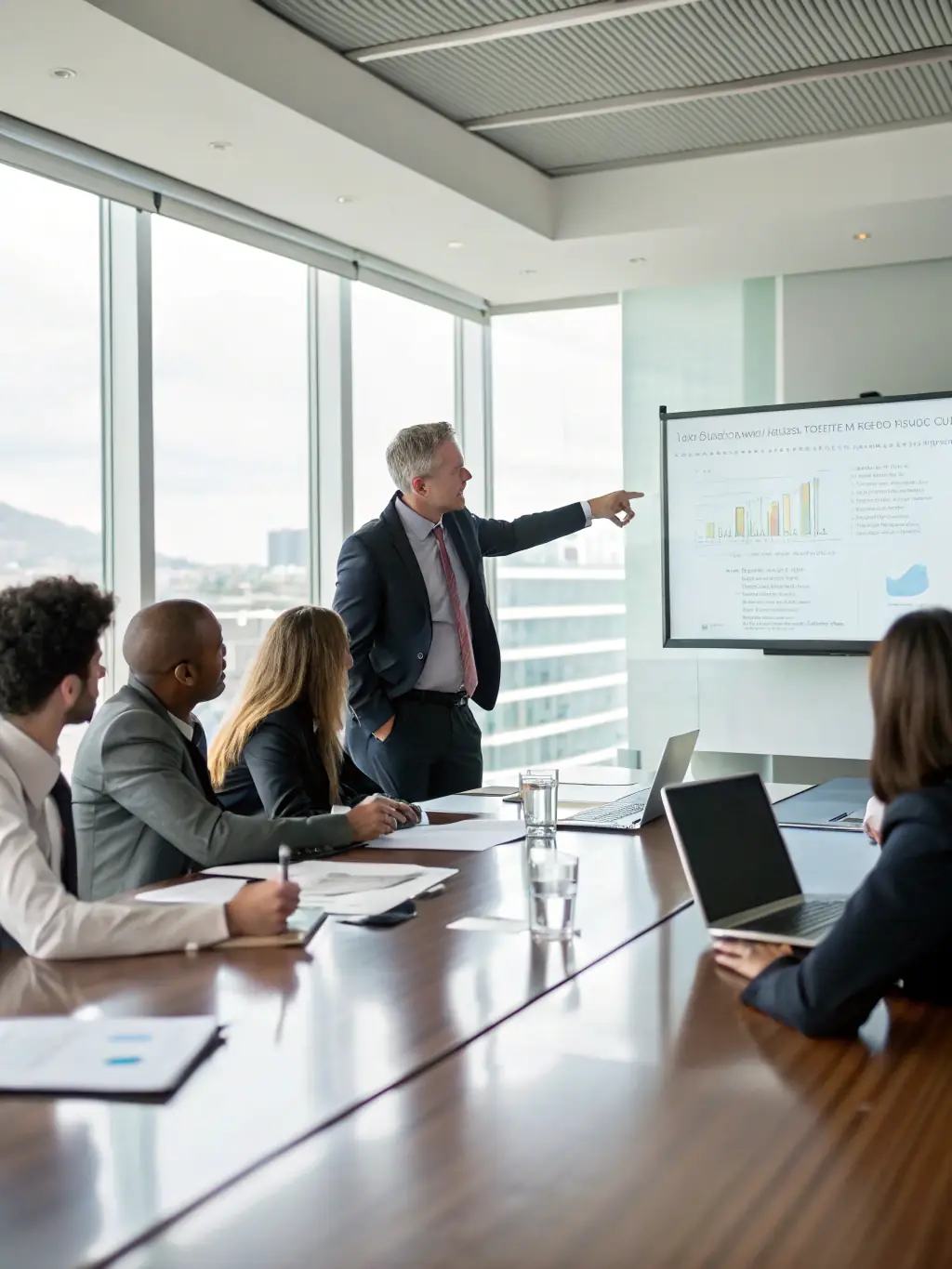 An Indian business leader delivering a presentation with confidence, using data visualization and engaging storytelling to captivate the audience.